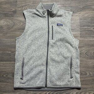 Patagonia Large Better Sweater Fleece Vest Gray Full Zip Embroidered Logo QTS
